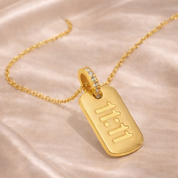 Anthropologie Jewelry - Gold Angel Number 11:11 Necklace – Minimalist Lucky Pendant